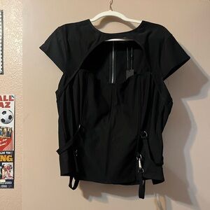 Fashion Nova Black Zip-Up Top